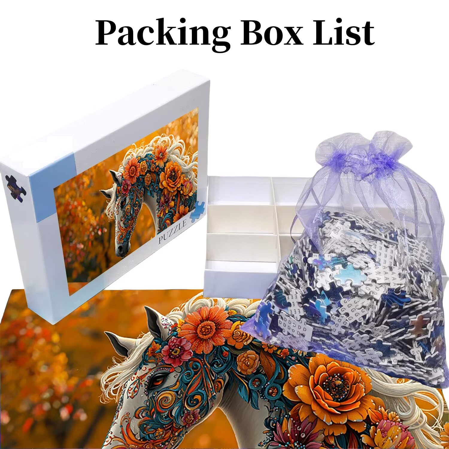 Puzzle de Madera para Adultos 900 Piezas - Caballo de Flores, Obra de Arte de Juego de Rompecabezas para Adultos, Puzzle de Impresión de Alta Definición Multicolor, Pasatiempo Creativo Regalo b-457