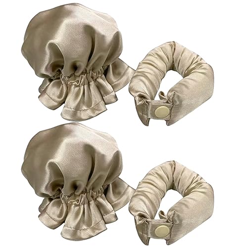 Rizador de cabello satinado sin calor, 2 juegos de moños sin calor, rizos sin calor, diadema para dormir durante la noche, almohada de viaje,