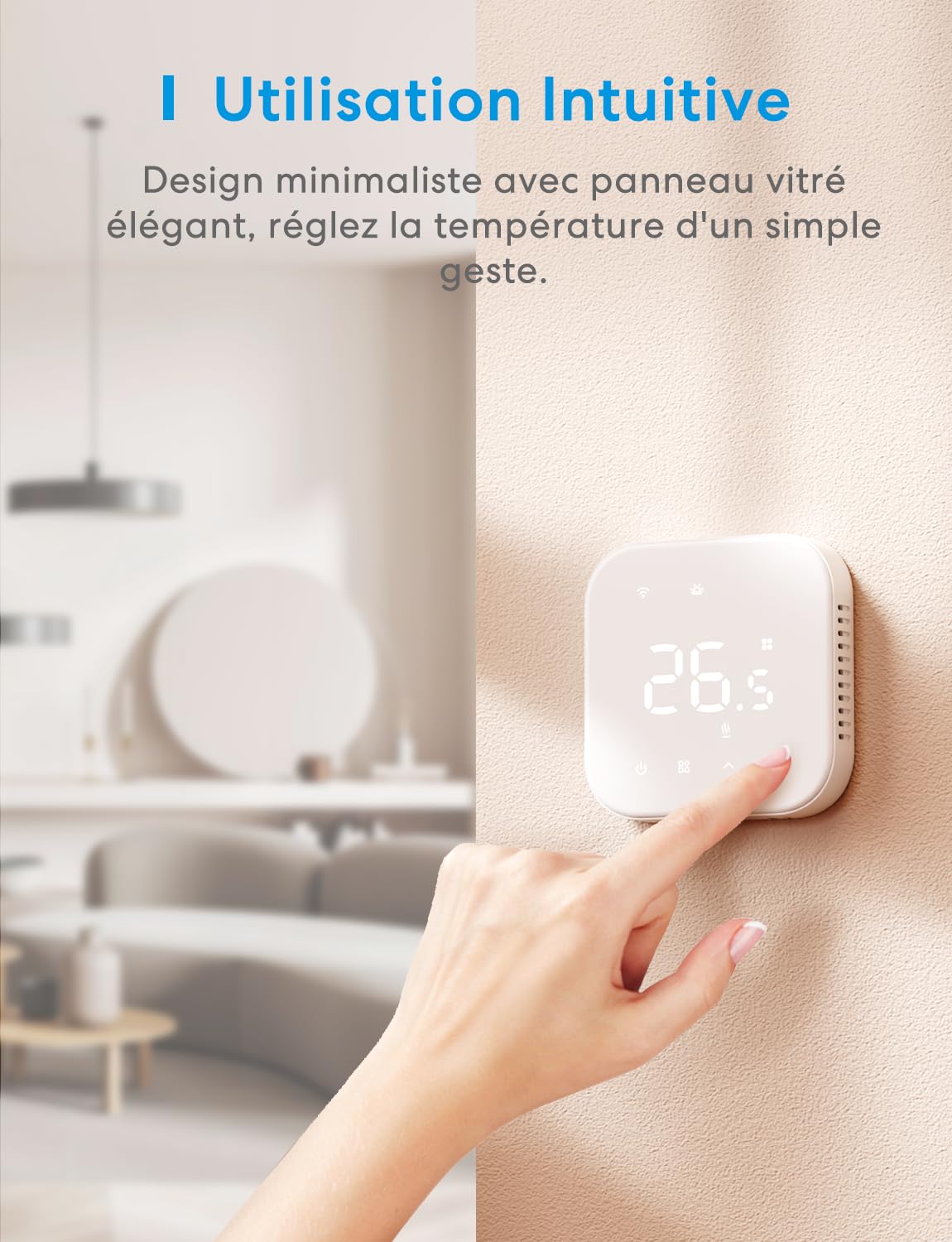 Meross Thermostat Connecté Matter pour Chaudière Gaz/Chauffage au Sol à Eau | Thermostat WiFi Compatible avec Apple Home, Alexa et Google Home, Capteur Externe, Détection de Fenêtre Ouverte, Blanc