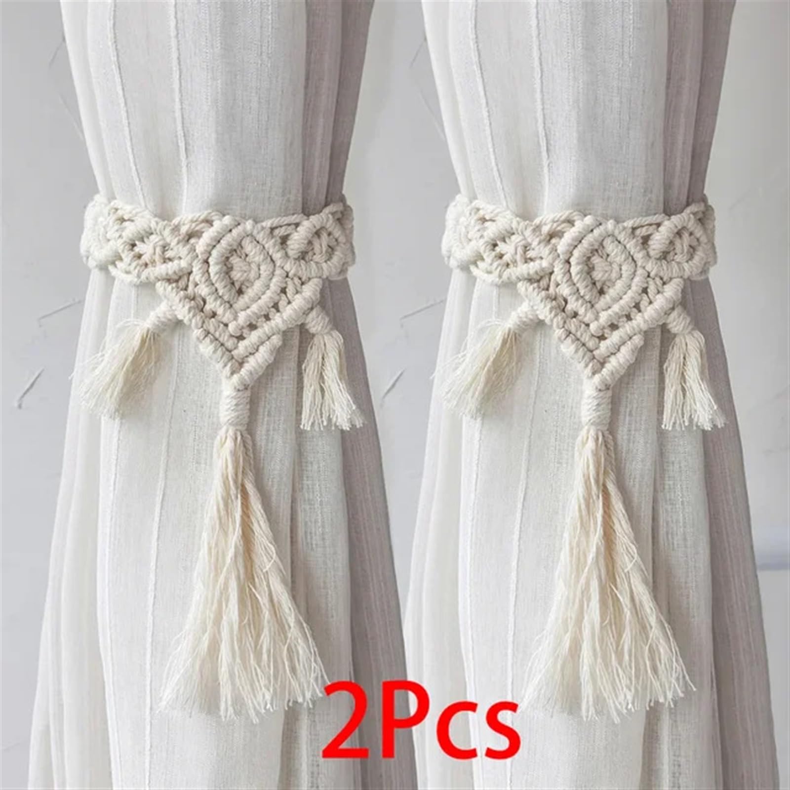 Embrasses de Rideaux en Corde avec Franges de Perles, Accessoires décoratifs pour Rideaux (Couleur A, 2 pièces)