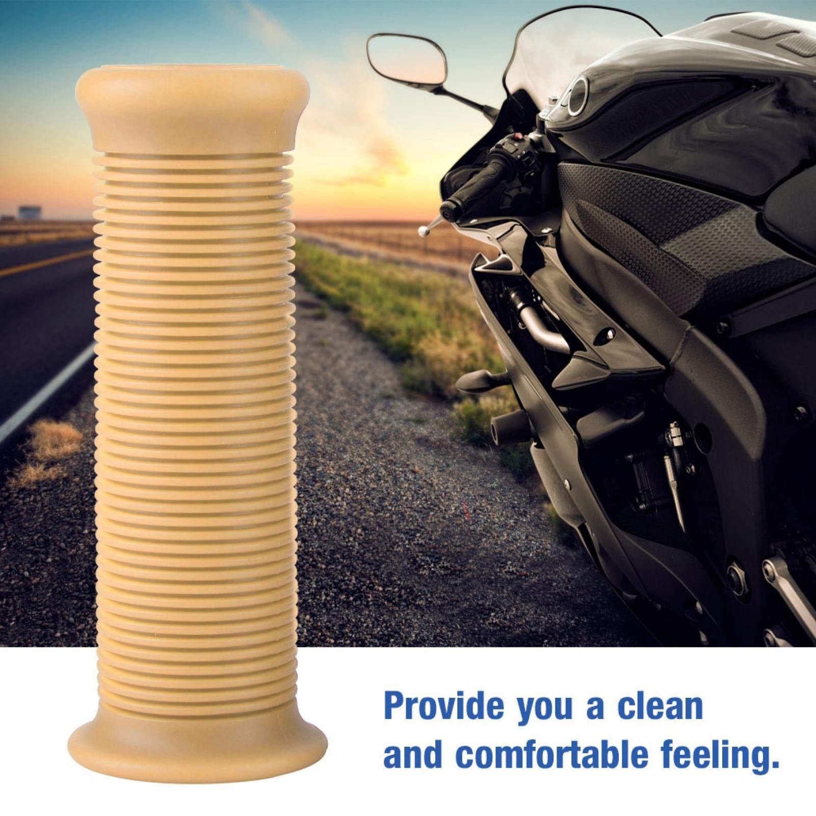Manopole Moto Universali Da 1 Pollice (25 Mm) In TPU Vintage, Colore Beige, Per Manubrio Motociclistico