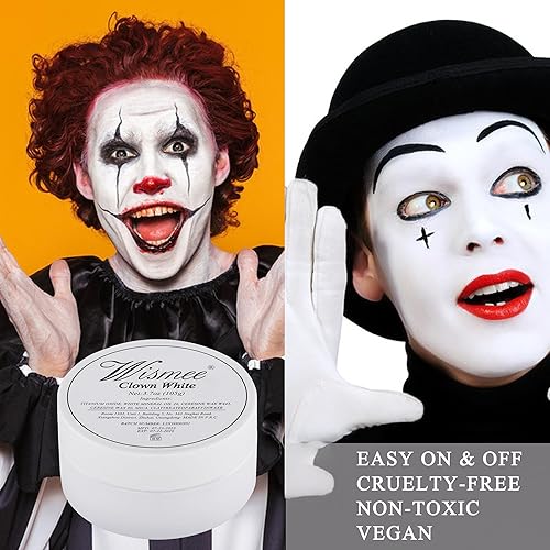 Miniatura 6 de Pintura facial blanca de payaso de 3.70 oz, maquillaje blanco de gran capacidad, pintura blanca clásica para el cuerpo, efectos especiales, kit de