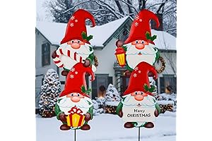 Hausse 4 Pack Christmas Gnomes Metal Stakes