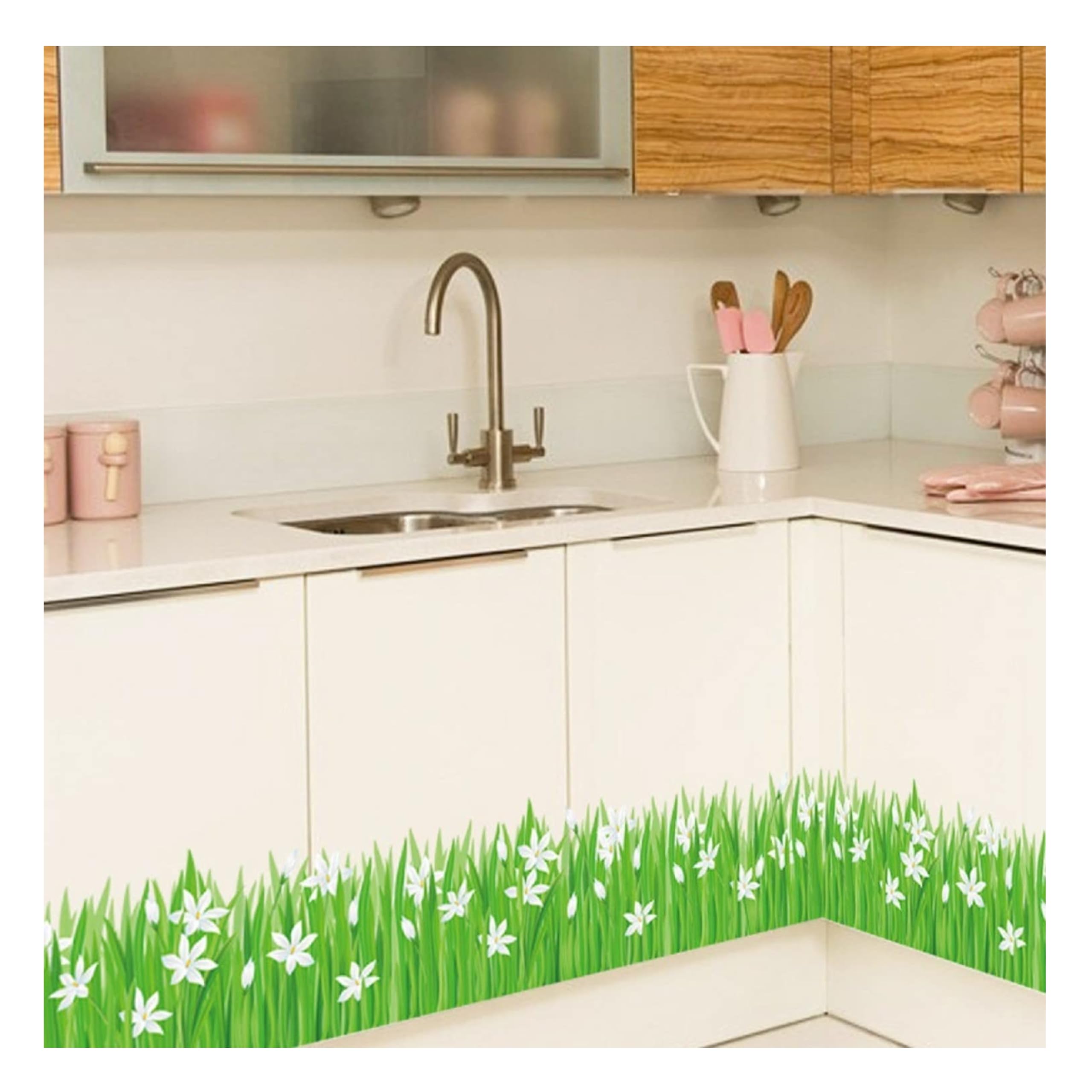 - JAAMSO ROYALS Green Grass with White Flower Wall Stickers for Living Room Flowers, Floral Walls Stickers, Flower Sticker, Nature Wall-Stickers, Garden Stickers for Walls of Home, Wall (50CM x 70CM)