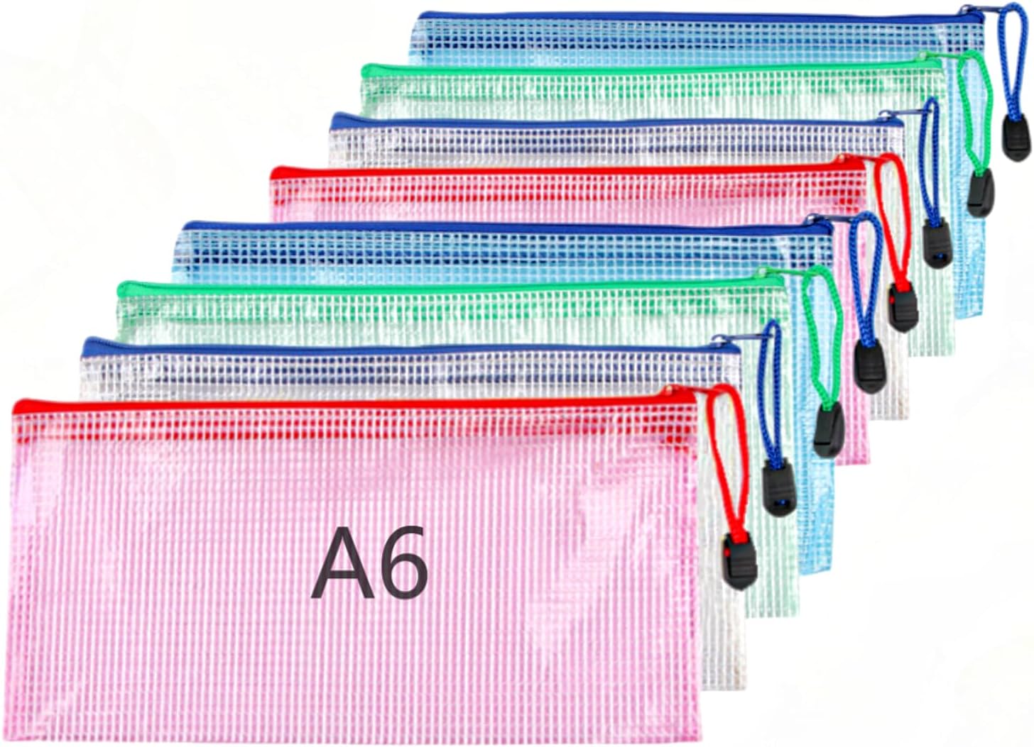 A6 Plastic Wallets File Folder 8Pcs Zip Lock Bags Small Plastic Wallets