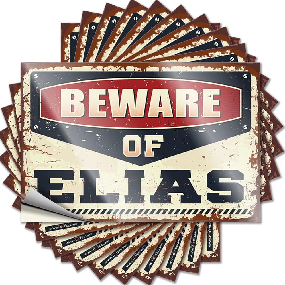 Bathroom Stuff, Lettering Sticker Boys Laptop Beware of Elias | Heavy Waterproof Vinyl Stickers(8X12CM)