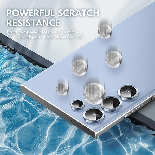 Miniatura 11 de i-Blason Protector de lente de cámara para Samsung Galaxy S23 Ultra, [vidrio templado 9H] Funda de cámara de vidrio antiarañazos ultrafina