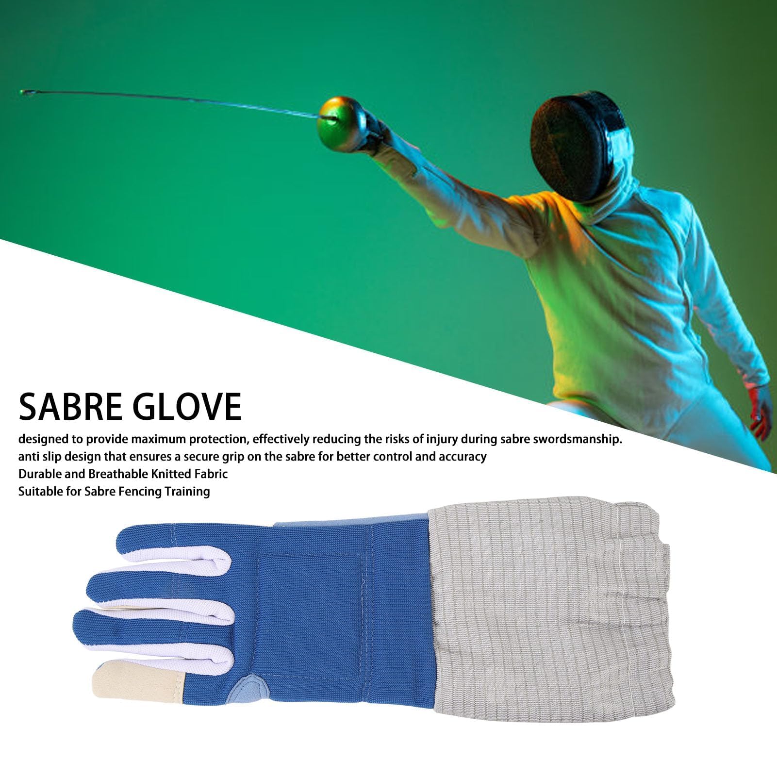 1Pcs Gants D'escrime Rembourrés, Gant de Sabre Antidérapant et Respirant pour Droitier Gants D'entraînement D'escrime Unisexes en Tissu Tricoté pour Un Seul Sport pour Jeunes Adultes
