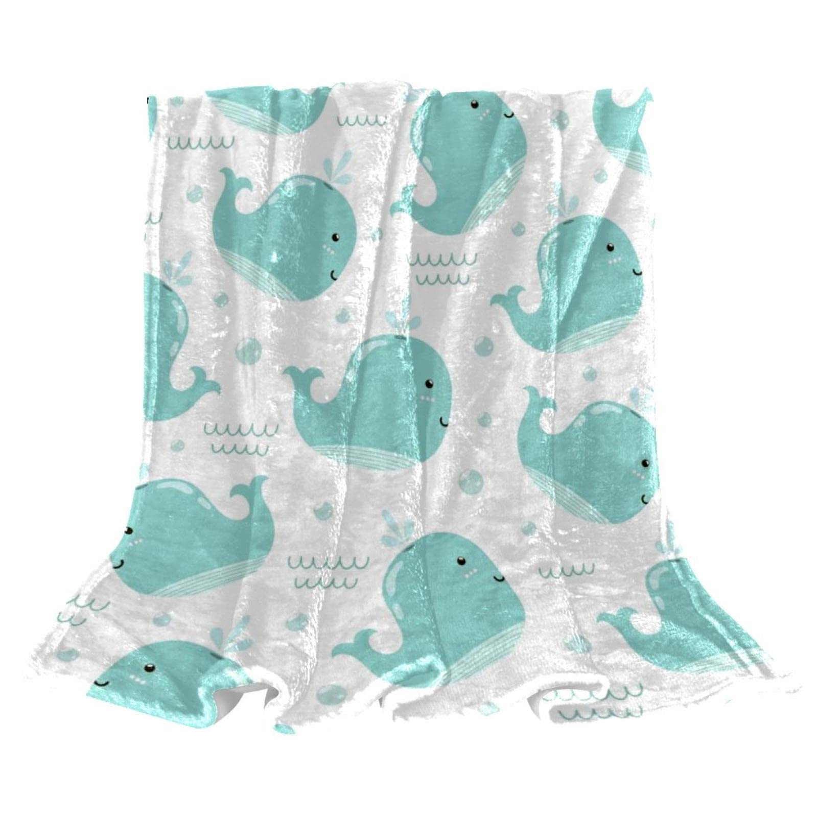 Couverture polaire douce anti-frisson plaid baleine pour grand canapé