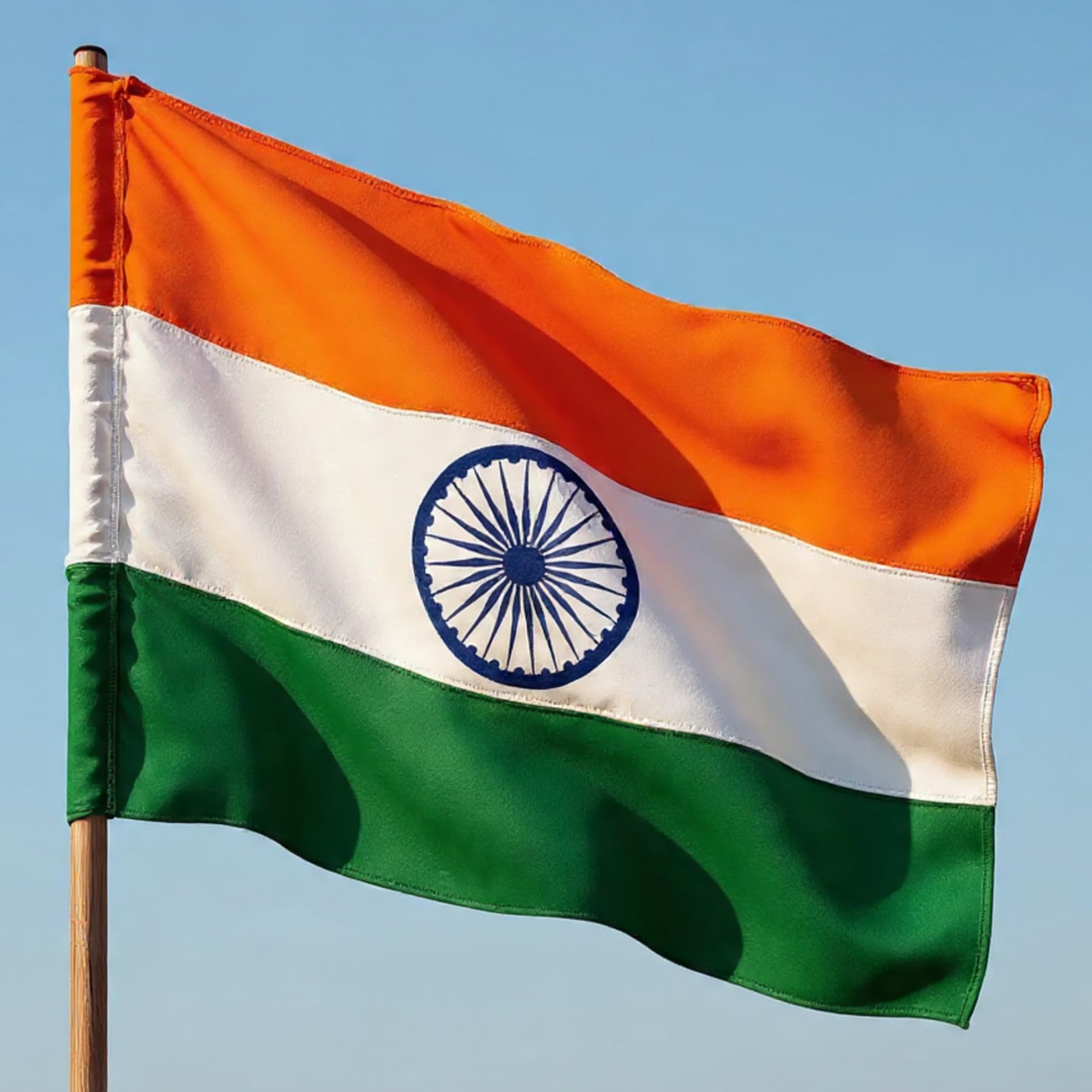 Omount Indian National Flag – Authentic 100% Khadi Cotton Tiranga | Hand-Spun Hand-Woven with Embroidered Chakra | Outdoor Tricolour Flag of India (2X3)-image-43
