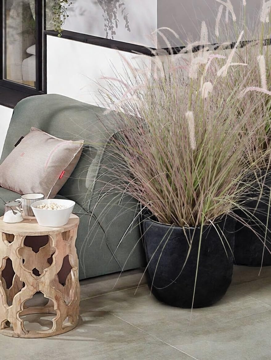 Pflanzwerk® Pot de Fleur Fibre de Verre Cup Ø51cm Lave Anthracite Jardinière antigel* *Protection UV* *Qualité européenne*