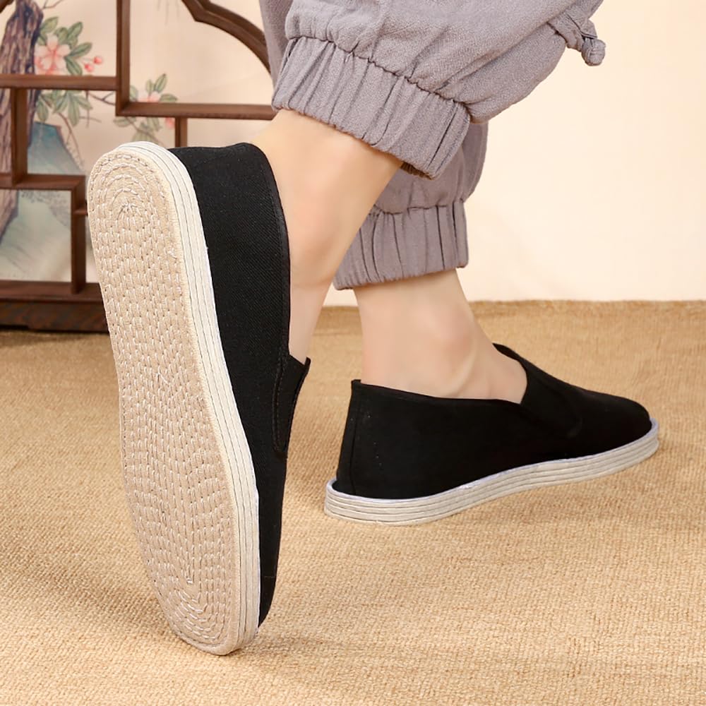 Zapatos de Tai Chi Kung fu Unisex Calzado de Artes Marciales Tradicionales Zapatos de Entrenamiento Ligeros Antideslizantes de Tela Antigua de Beijing Zapatillas Transpirables
