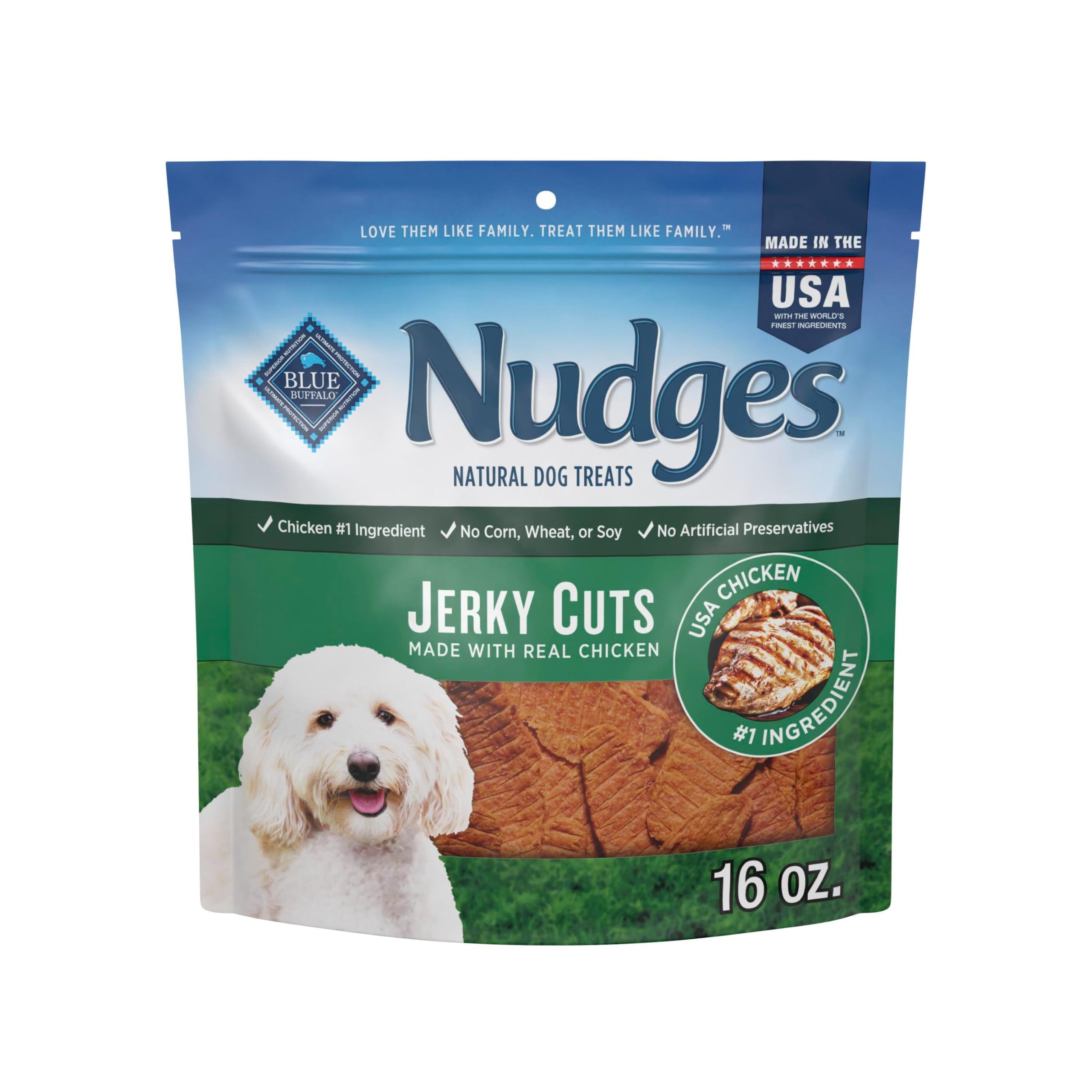 Blue Buffalo Nudges Jerky Cuts Chicken Dog Treats, 16 oz