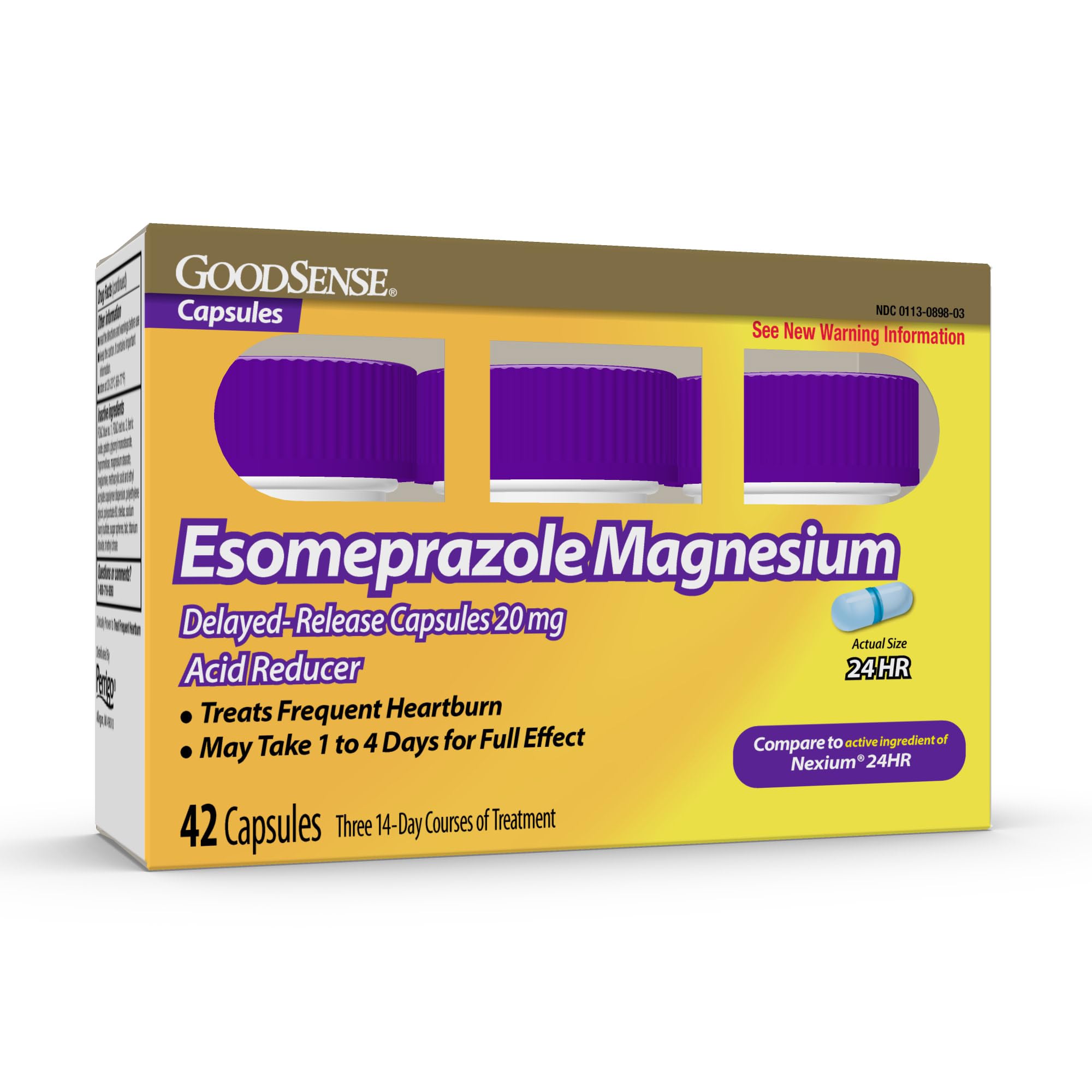 Esomeprazole Magnesium Delayed Release Capsules 20 mg, Proton Pump Inhibitor (PPI) for 24 Hour Frequent Heartburn Treatment, 42 Count