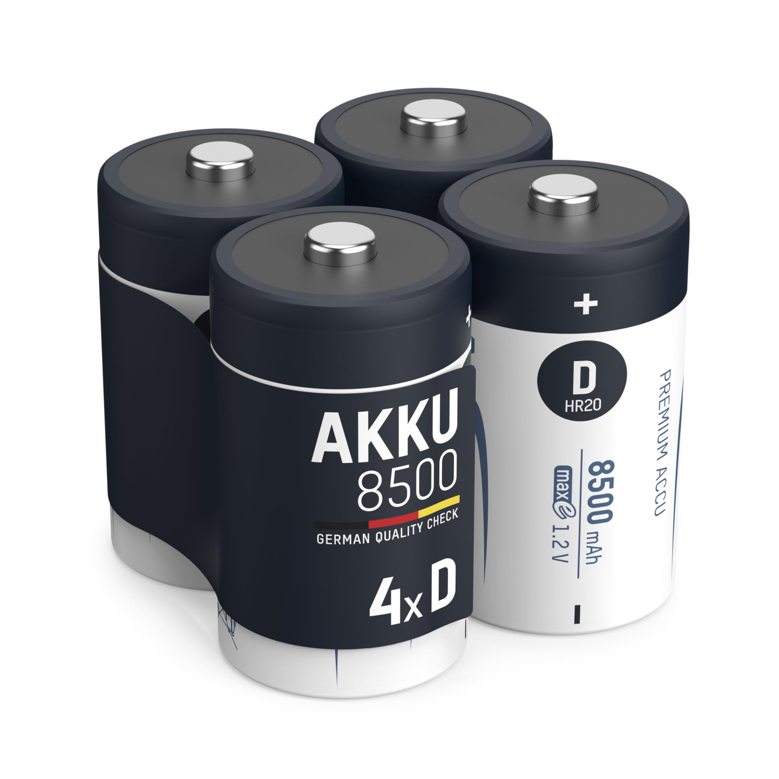 ANSMANN 4X Mono D Akkus 8500 mAh 1,2V - Wiederaufladbare Batterien HR20