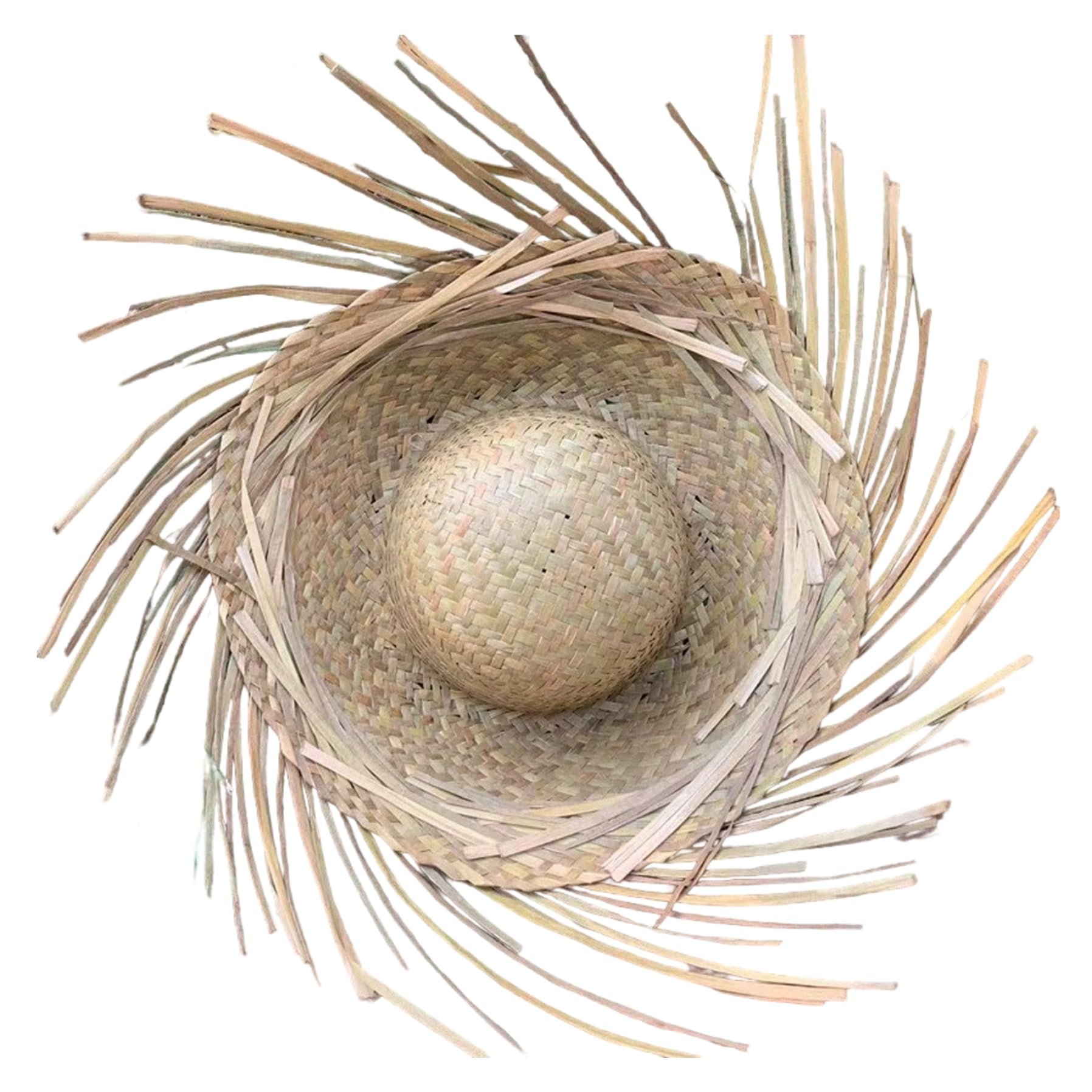 Monetais Mexicanos Sombrero Hat, Handmade Straw Hat with Ripped Brim Hawaiian Luau Straw Hats for Men Women Beach Party, Khaki