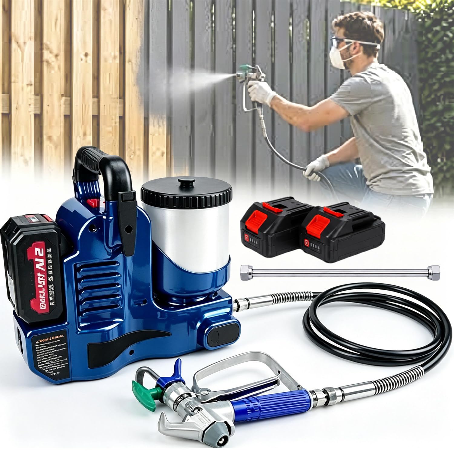 Twostronking Multicolor 750W Paint Sprayer, Portable Paint Sprayer, 1.2L Airless Sprayer