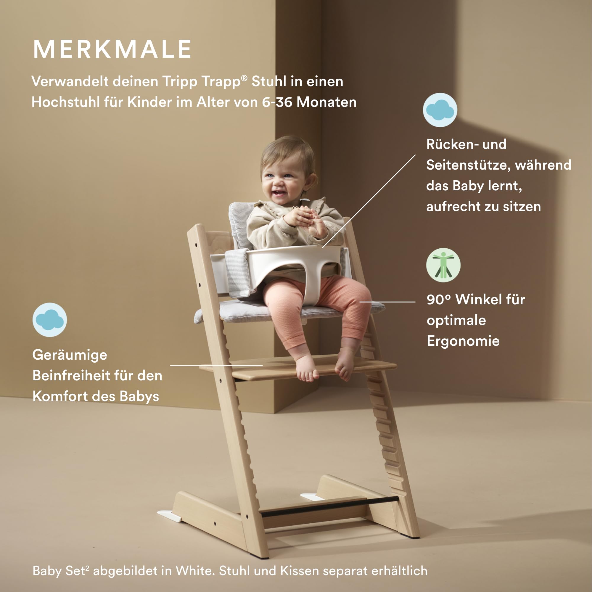 Stokke Tripp Trapp Baby Set2 Natural Hochstuhl für Kinder 6-36 Monate