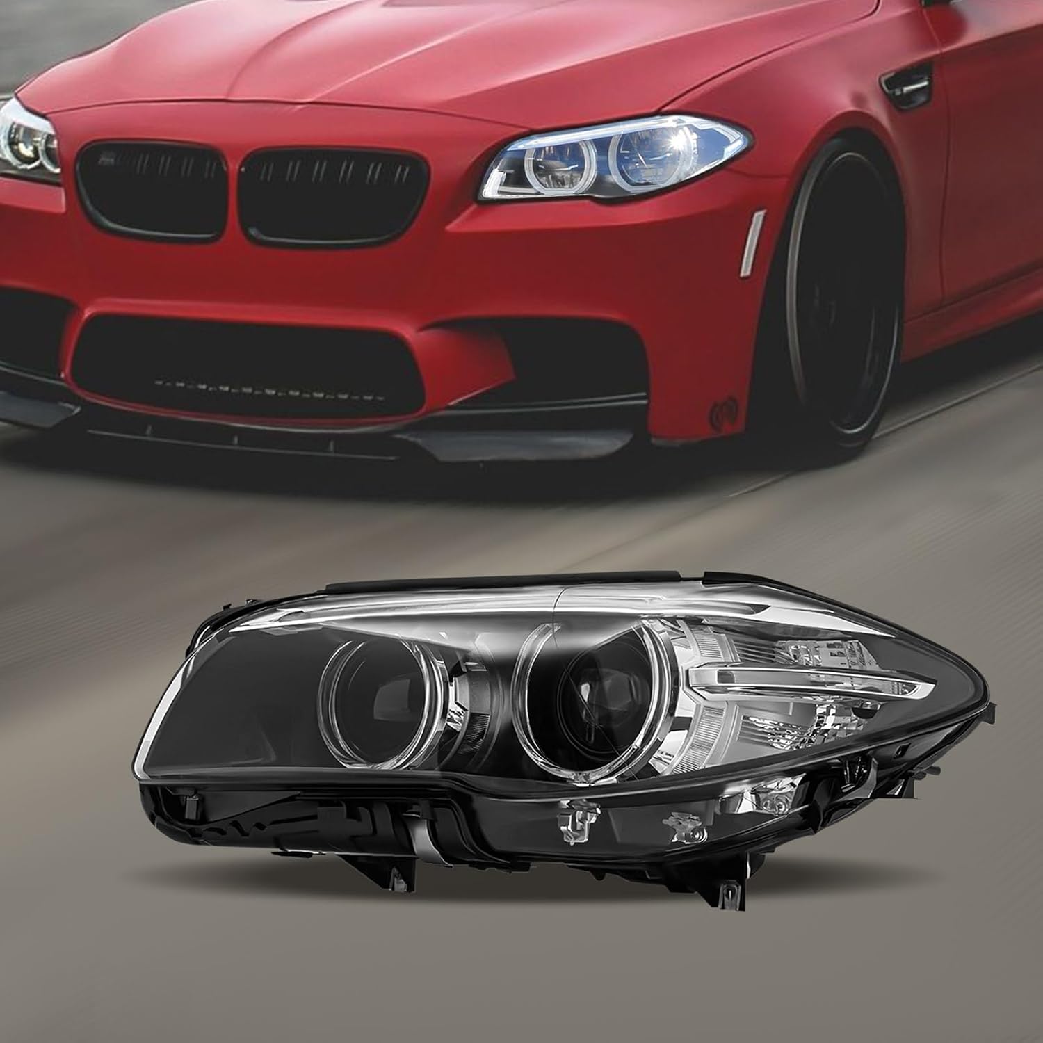Headlight Assembly Left Side for 2014-2017 BMW 535i 528i, Luxury/Base Sedan 4-Door Direct Replacement with LED DRL & Side Marker Bulb, Driver Side Front Headlamps Assy (Left Driver Side)
