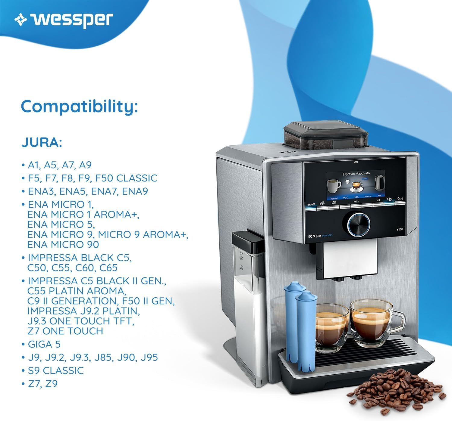 CARAFE FILTRANTE-Filtre à Eau de Remplacement Certifié pour Jura® Blue