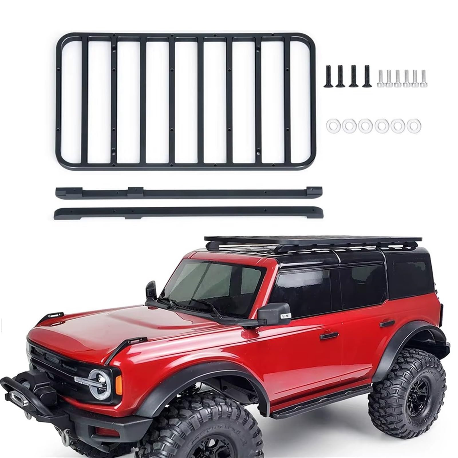 Accesorios Coches RC Compatible con TRX4 para Bronco 1/10, Coche Trepador De Control Remoto, Piezas De Decoración DIY, Portaequipajes De Techo De Metal para Coche RC