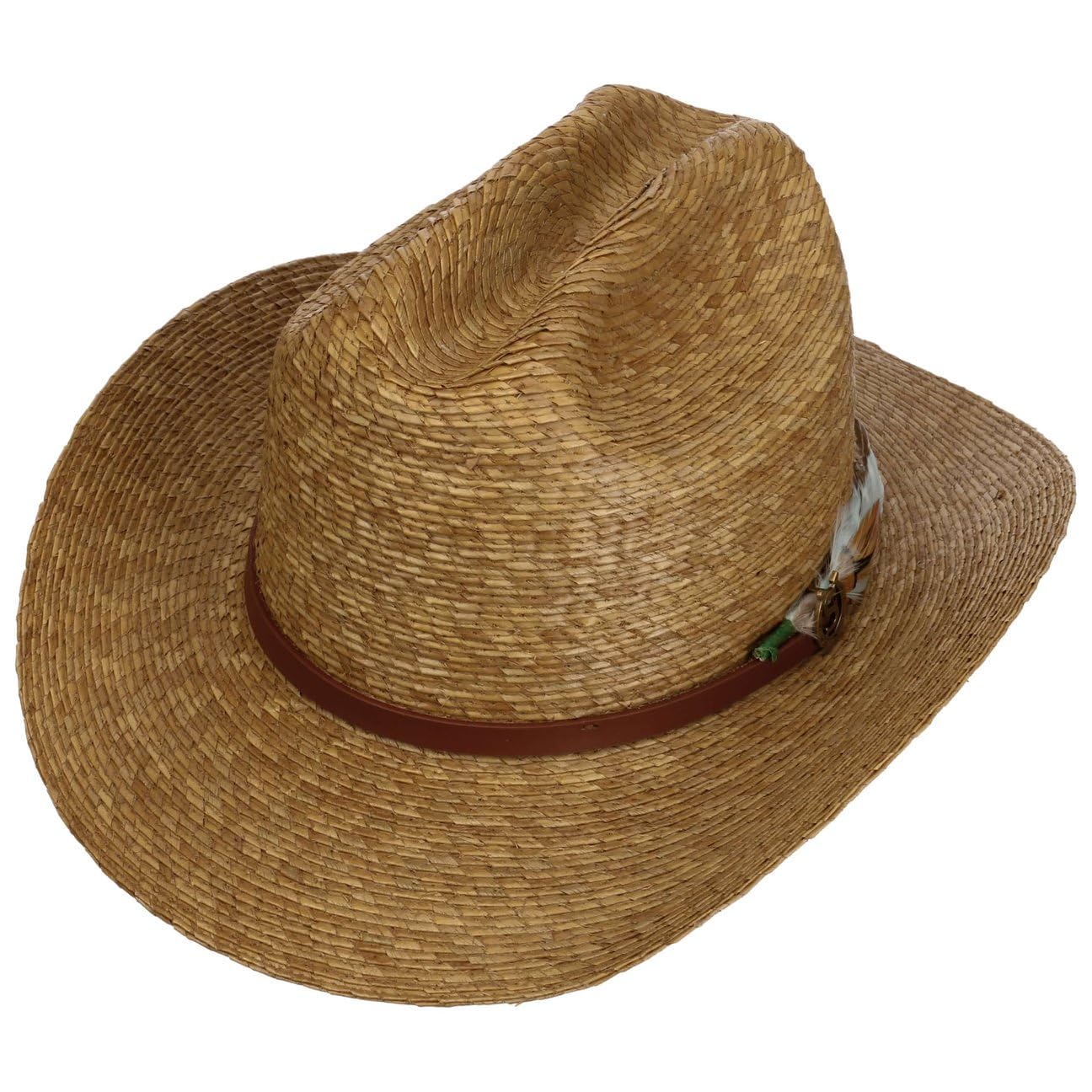 Stetson Sombrero de palma, para hombre, con forro, correa de piel, para primavera, verano, primavera y verano