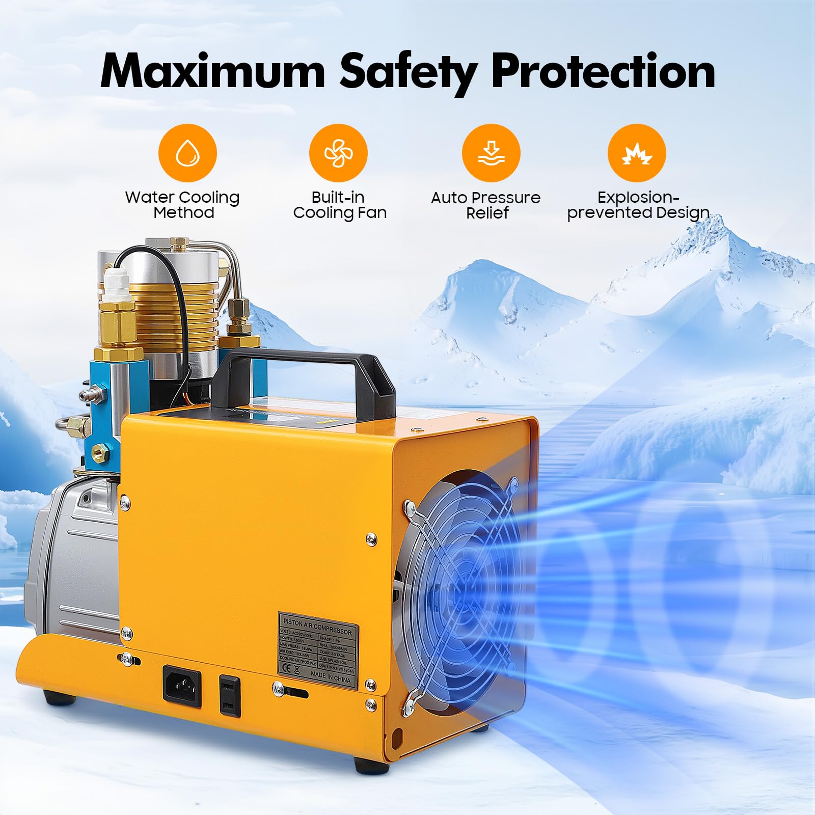 Compresor PCP, 300 bares de alta presión con bomba de motor subacuático y manguera de salida, presión ajustable 0-30 MPA, 2800 rpm, para botellas de buceo, rifles de aire