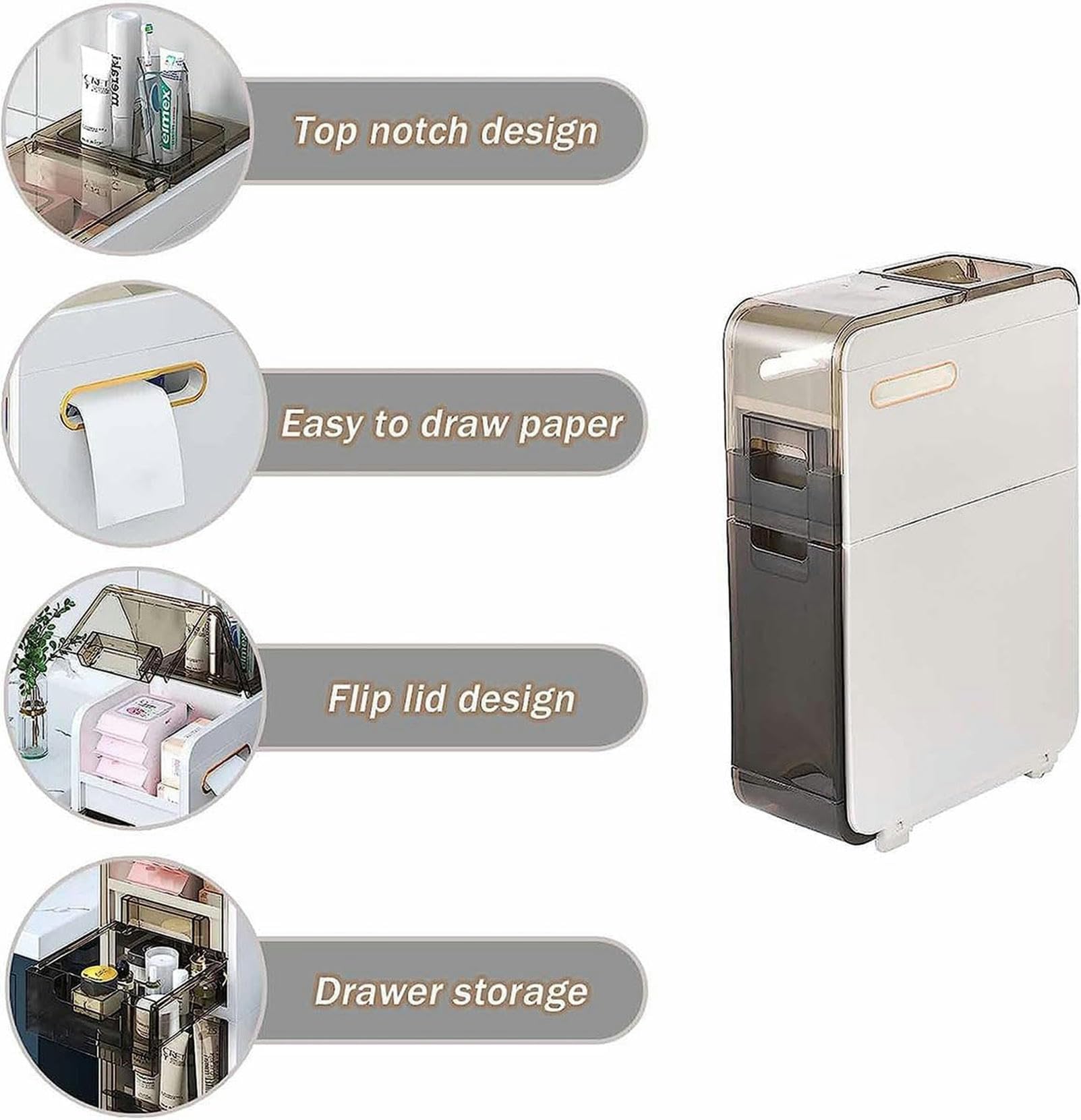 Cajones de almacenamiento apilables, gabinete de piso para baño de 2/3/4 niveles, gabinete de almacenamiento para baño con puertas y estantes, Torre de almacenamiento del