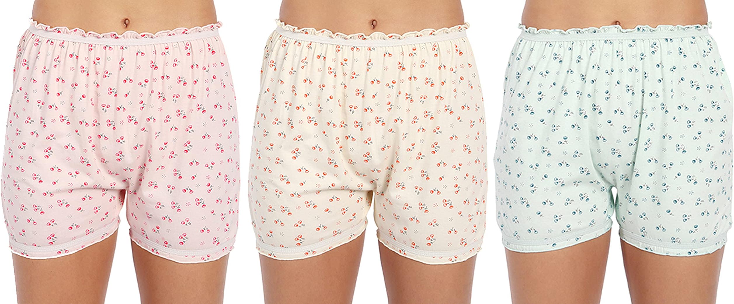 Women's 100% Super Combed Cotton Hosiery Bloomers - Pack of 3 - Anti-Chafing - Multicoloured - Perfect for Cycling, Yoga, Walking & Lounging - Boxer/Boy Shorts/Under Skirt Shorts