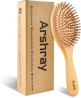 Bamboo hairbrush for combing and massaging the scalp, natural bamboo teeth, suitable for women, men, coarse, fine, wavy