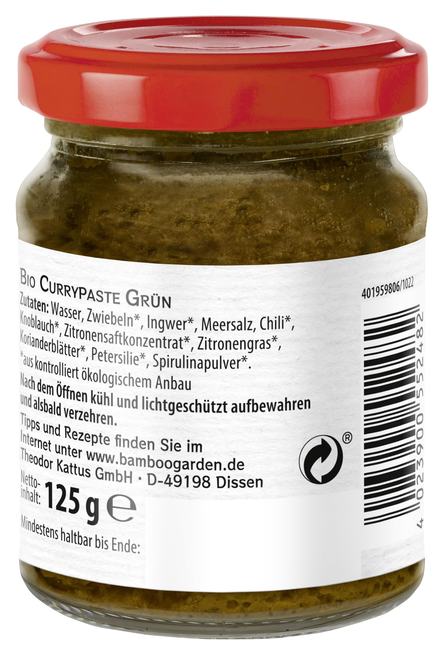 Bamboo Garden Bio Curry Paste grün, 125 g (Verpackungsdesign kann abweichen) Lebensmittel & Getränke