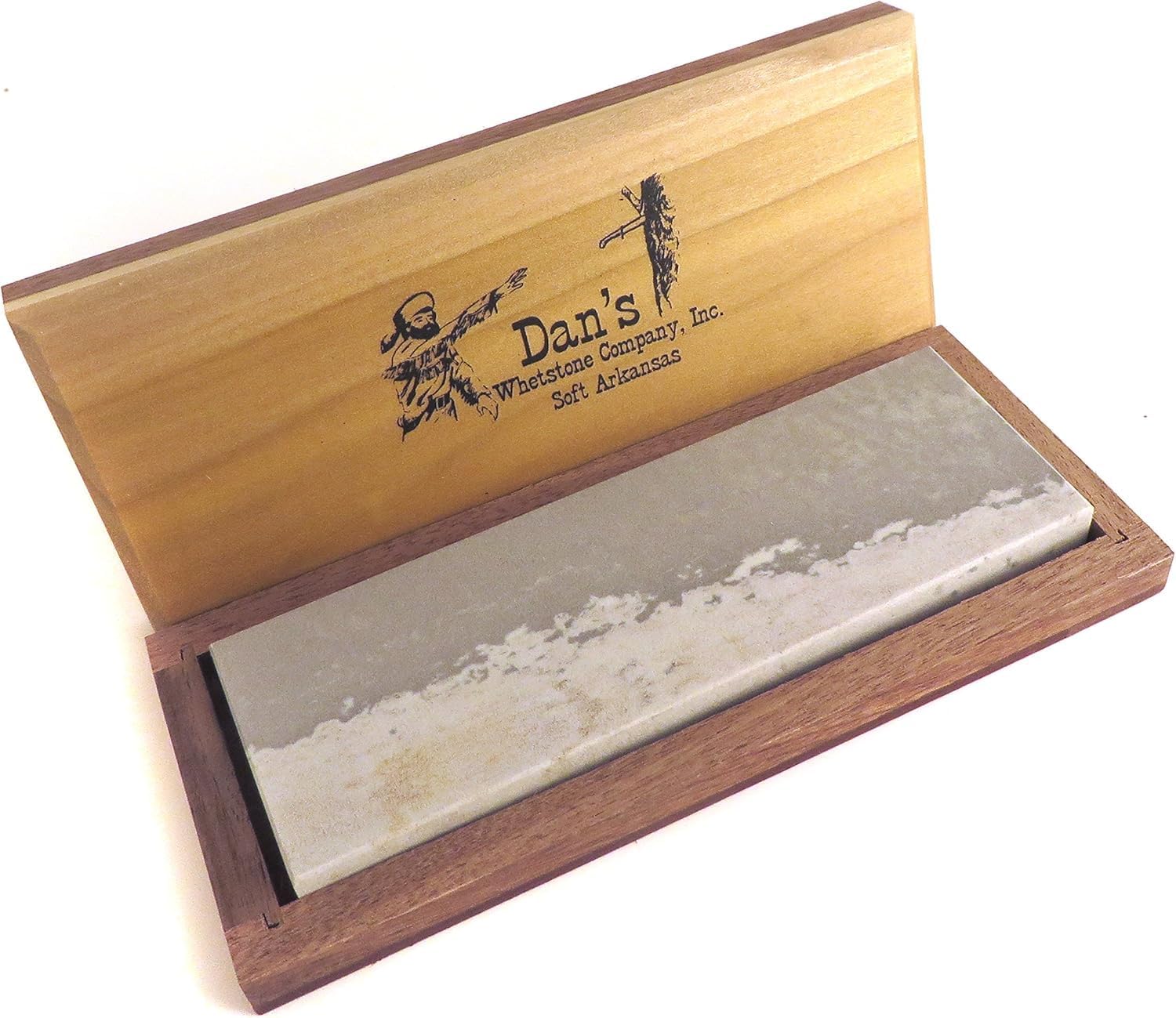 Dan's Soft Arkansas Genuine Natural Novaculite (medium) Whetstone Knife/Tool/Kitchen/Scissor Sharpening Bench Stone in Wood Storage Box 6” x 2” x .5” From Dan's Own Ouachita Mountain Quarry MAB-62-C