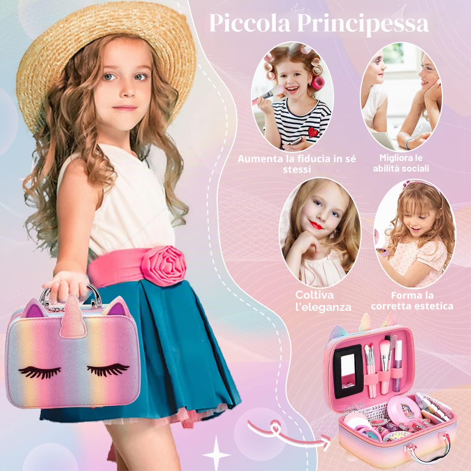 Trucchi Bambina Set 31 pezzi, Lavabile set di trucchi per bambini, Trucchi bambina anallergici, Valigetta Trucchi Bambina, Giochi Regali di Compleanno di Natale per Ragazze 3 4 5 6 7 8 9 10