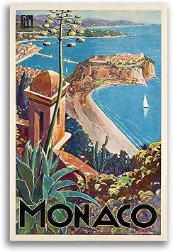 مغناطيس موناكو 1930s نمط خمر السفر الأوروبي المغناطيس الفينيل ورقة المغناطيسية للخزائن ، السيارات ، لافتات ، ثلاجة 5"