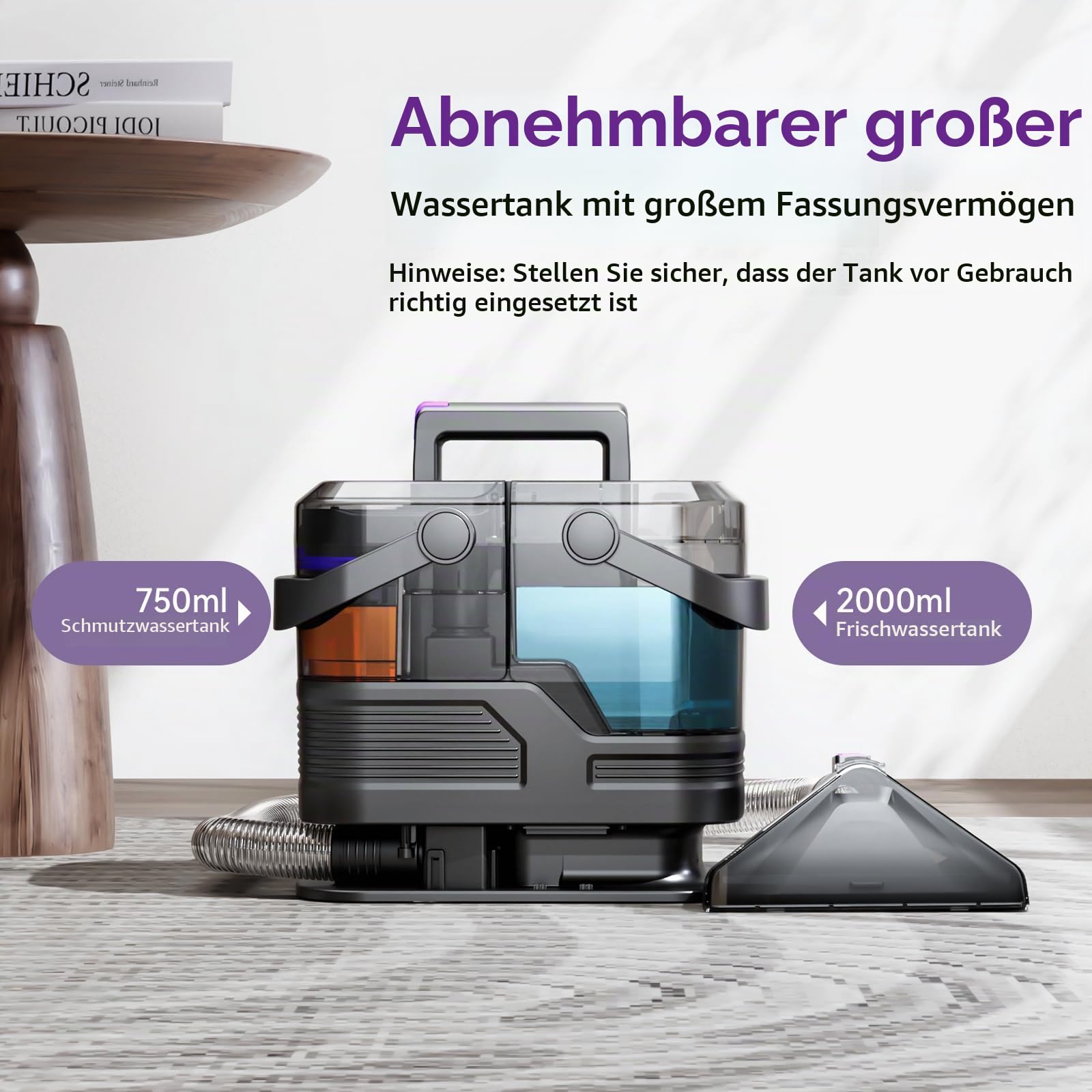 Tragbare Teppich reinigungs maschine, 20Kpa leistungsstarke Absaugung Spot Cleaner Maschine, Polsterreinigungsmaschine mit Griff für Haustier Flecken, Haus (Ausführung für Kaltwasser)