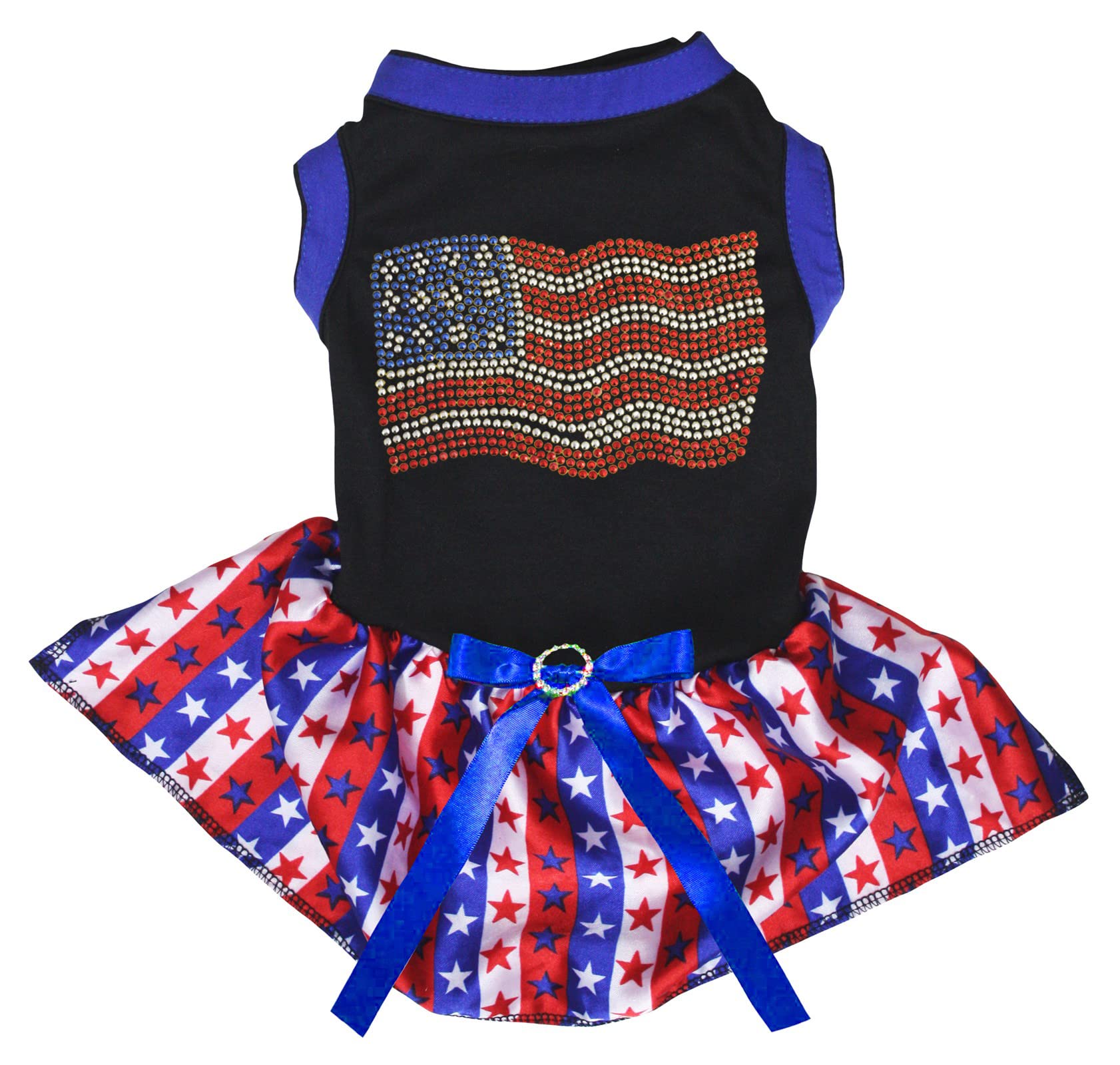 Robe pour chien vêtement canin strass motif drapeau américain noir taille M
