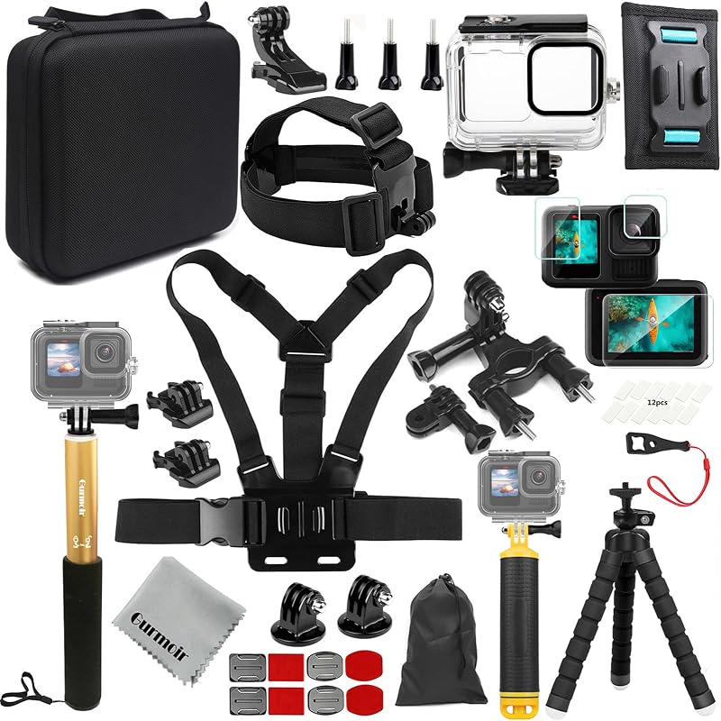 Accessory Kit with Waterproof Case for Go Pro Hero 13 12 11 10 9 Black. Underwater Diving Housing Floating Hand Grip Screen Protector Bundle Pack for GoPro 13 12 11 10 9 Camera(DT13)