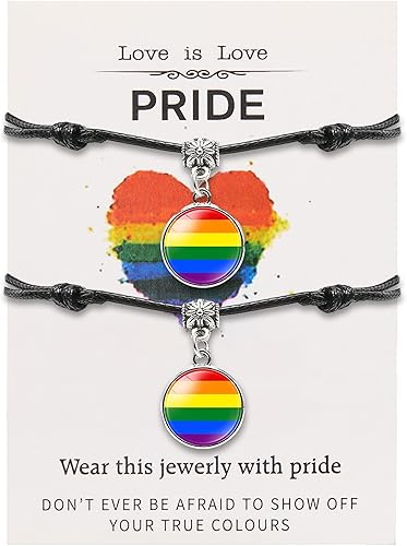 Pulseras de orgullo para mujer, pulseras de arco iris, coloridas pulseras trenzadas hechas a mano, pulseras de cuerda trenzada gay, lesbiana,
