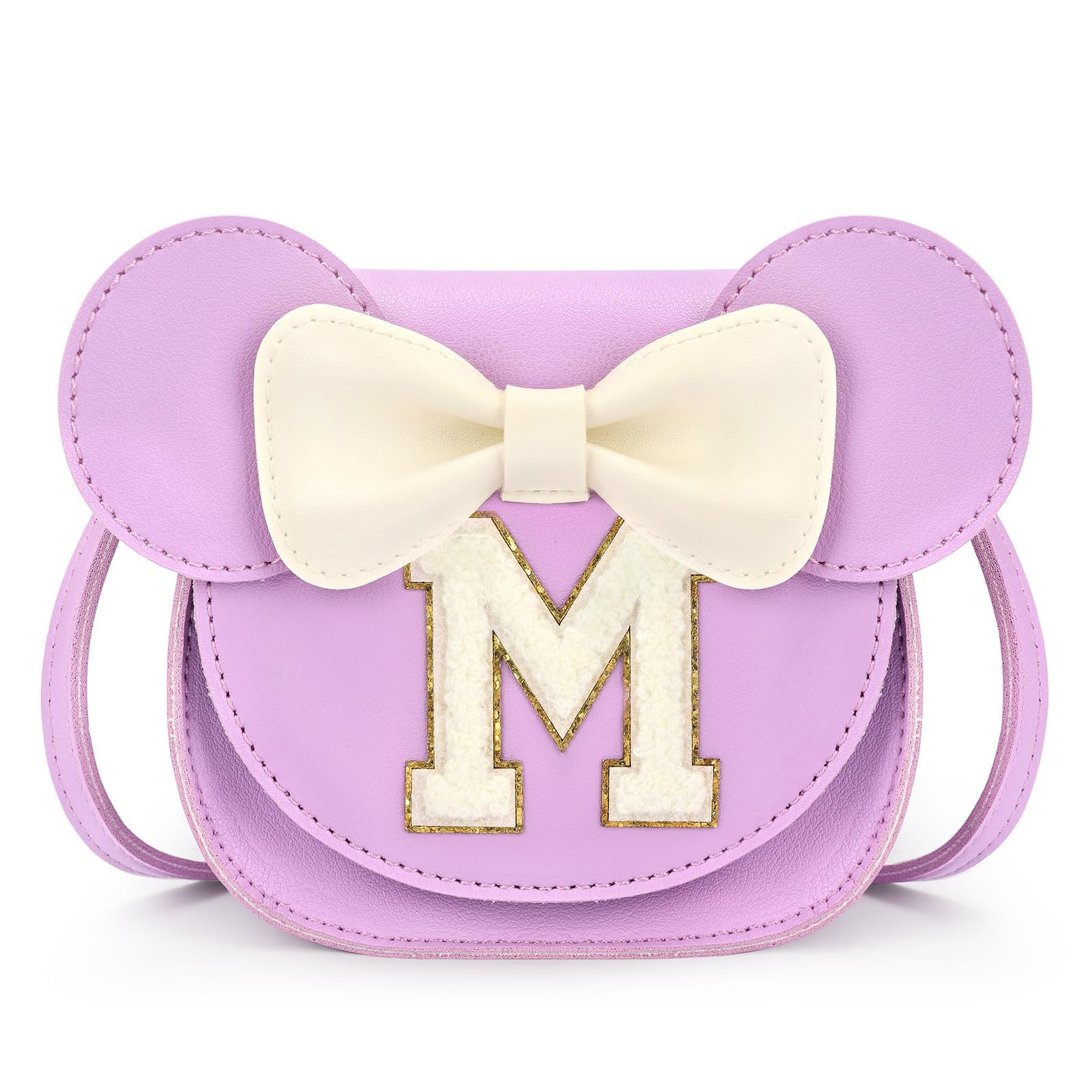 mibasies Toddler Purse 3-8 Girls, Purple Letter M Birthday Gift