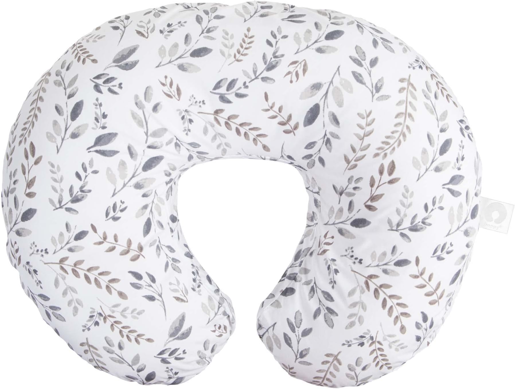 Boppy Nursing Pillow Original Support, Gray Taupe Leaves, Ergonomic Nursing Essentials for Bottle and Breastfeeding, Firm Fiber Fill, with Removable Nursing Pillow Cover, Machine Washable