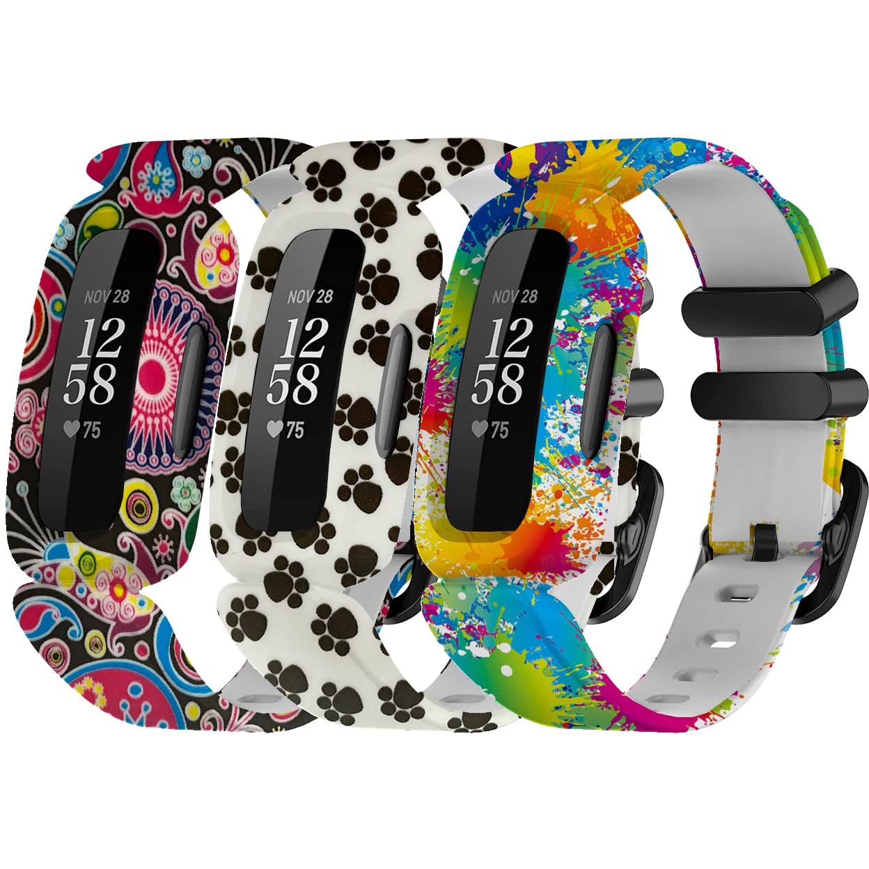 E ECSEM Watch Wristbands Compatible with Fitbit Ace 3 Band Replacement Adjustable Sport Strap Breathable Silicone Bands for Fitbit Ace 3