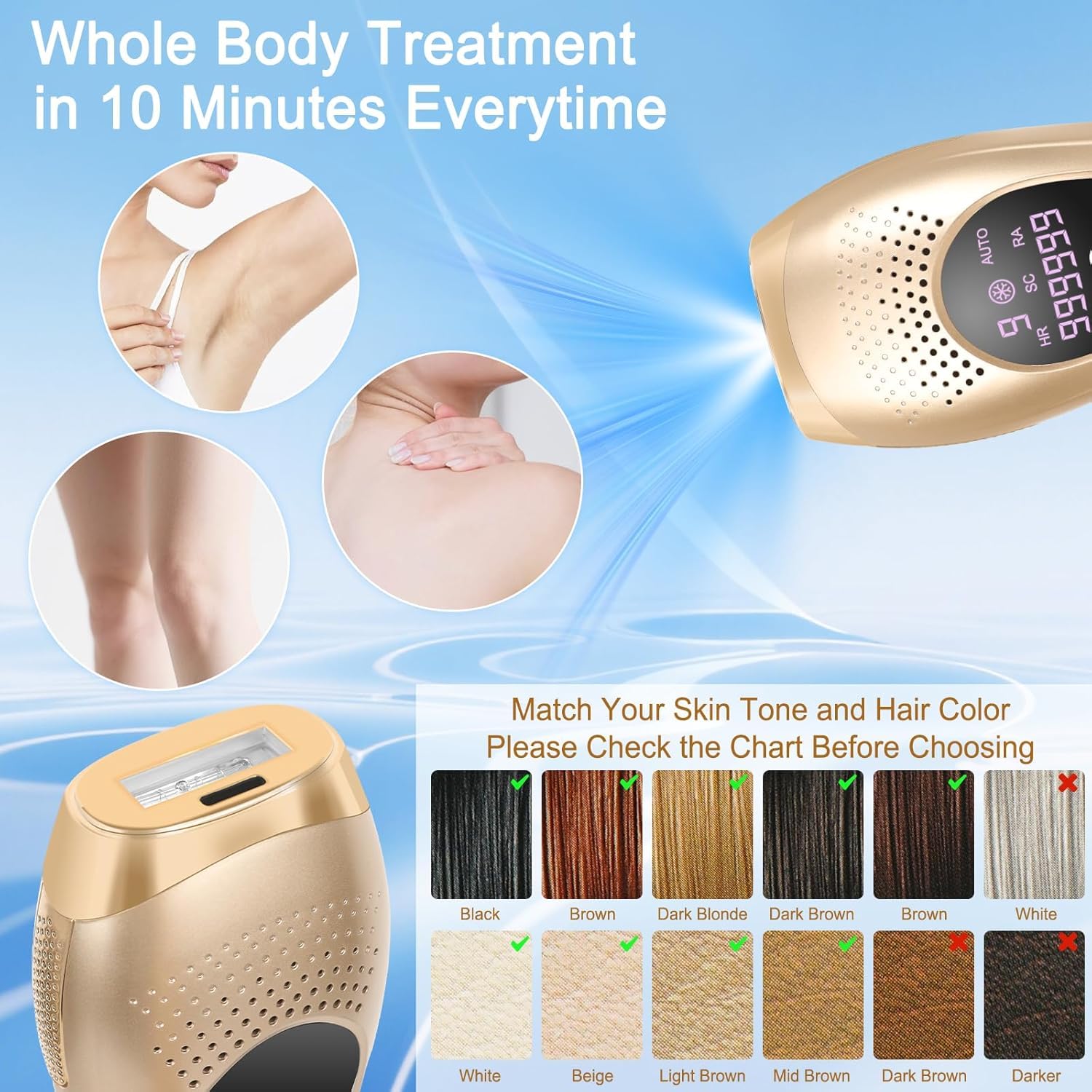 NICEWIN IPL depilazione con funzione di congelamento – Dispositivo IPL indolore con 3 modalità (HR/SC/RA), 9 livelli di energia, 999.999 impulsi di luce per uomo e donna, ideale per viso, bikini