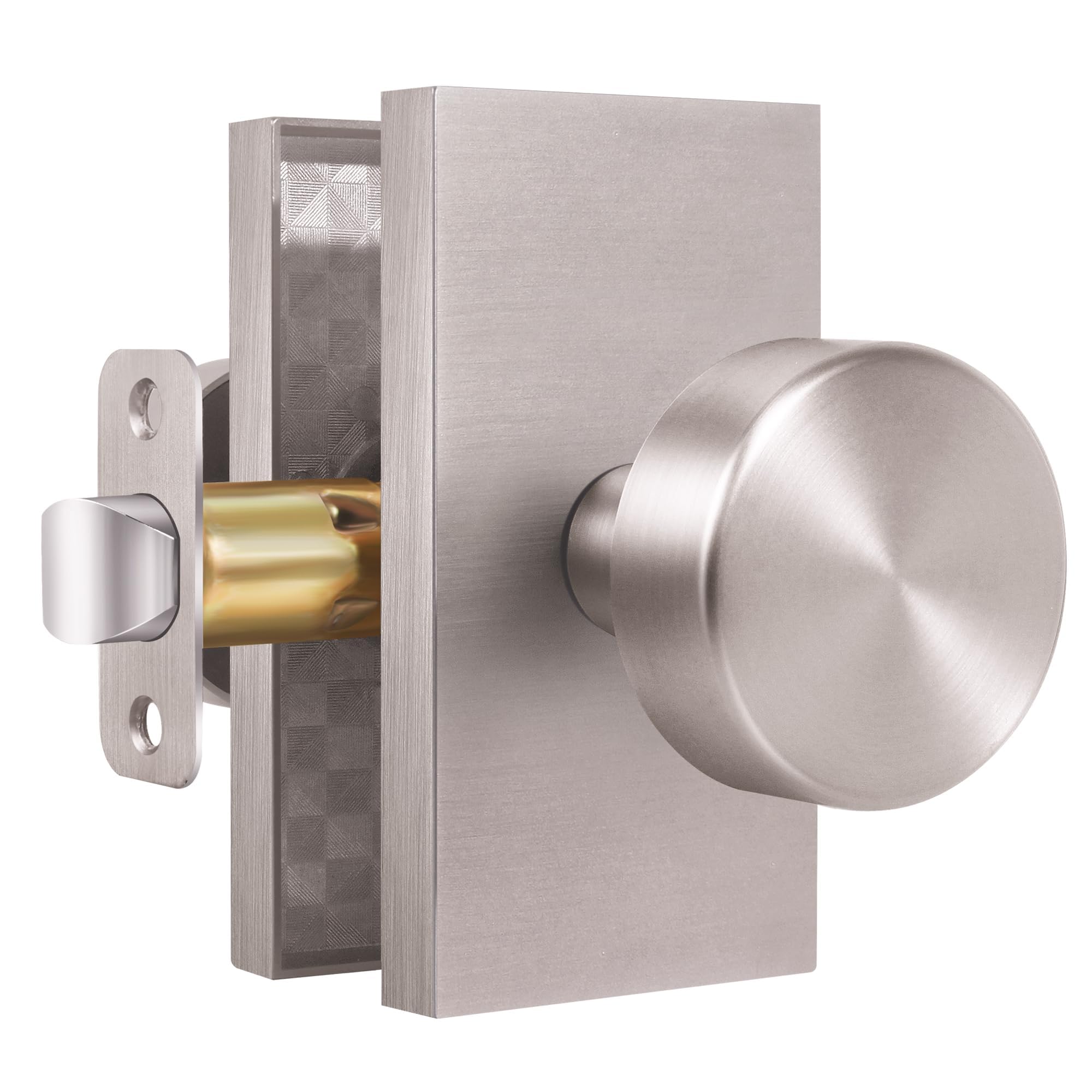 Satin Brass Privacy Door Knob with Lock -16