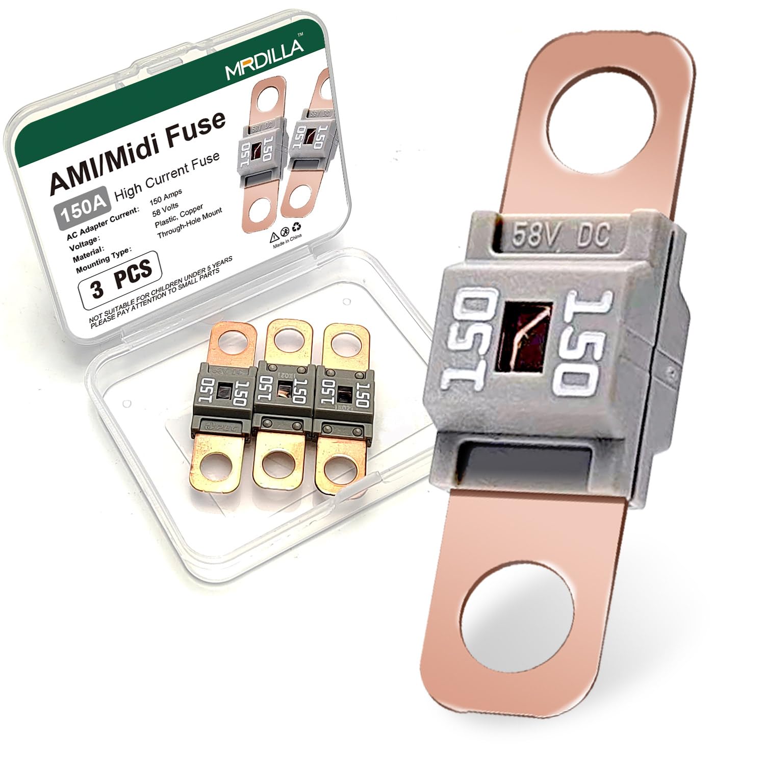 AMI/Midi - Fusibles de coche de 150 amperios de alta corriente fusible atornillado 150 A para coches, autobuses, camiones, vehículos de construcción, caravanas, coches de pasajeros, carrito de golf (3