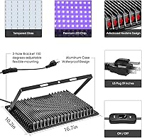 Vista 16 de 3 Pack 100W LED Black Light, Blacklight Flood Light with Plug and Switch, IP66 Waterproof Neon Glow for Party, Halloween, Fluorescent Poster, Body
