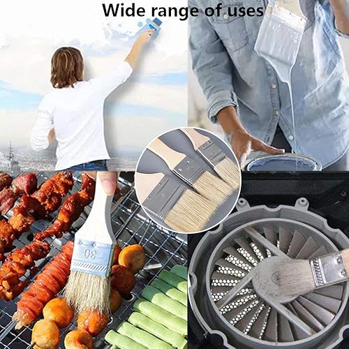 Miniatura 3 de NA Juego de 6 pinceles de pastelería, 1 pulgada, 1.2 pulgadas y 2 pulgadas de ancho con cerdas de jabalí y asas de madera dura, cepillo de aceite