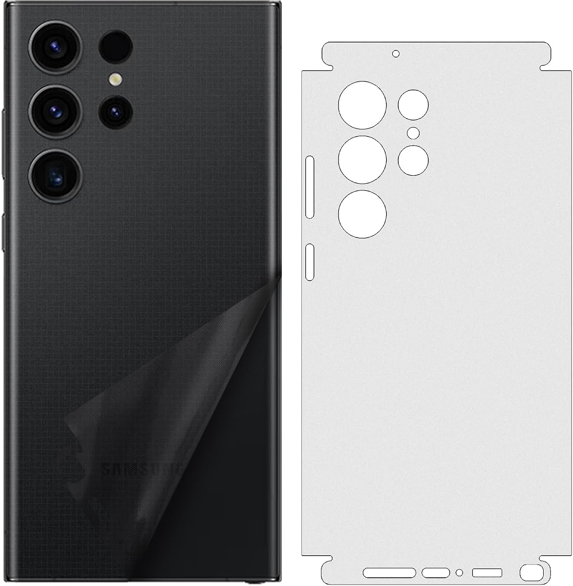 2 Pack for Samsung Galaxy S24 Ultra Phone Sticker Skin Wrap Transparent Matte Carbon Fiber Vinyl Slim Ultralight Decal Glass Protector Film Protective for Back Side Borders Camera