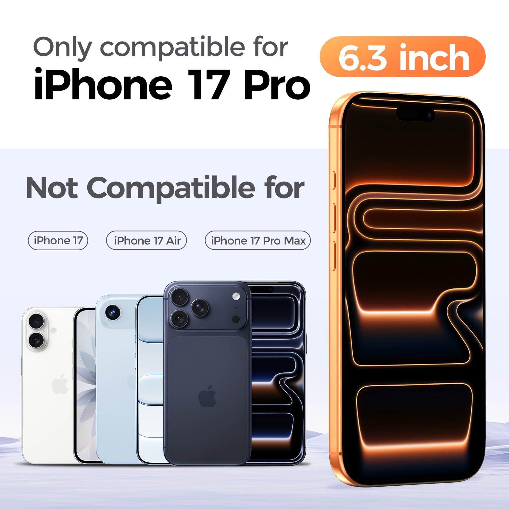 3 Pièces Verre Trempé pour iPhone 17 Pro avec 3 Pièces Caméra Arrière Protecteur, Ultra Résistant Film Protection écran, Anti-Rayures, Sans Bulles Film Protection Compatible iPhone 17 pro 6.3"