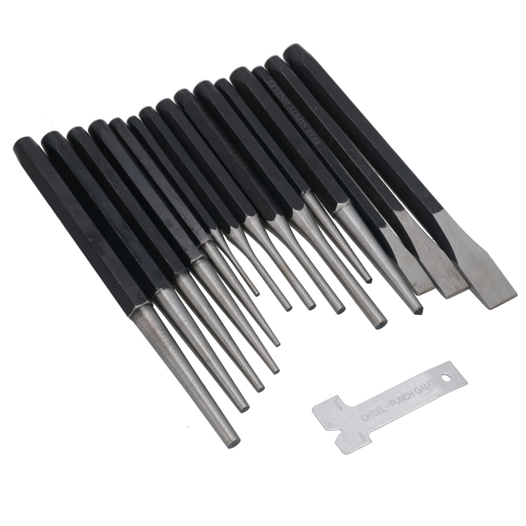 AB Tools US PRO b2071 16pc Punch & Chisel Set, Black