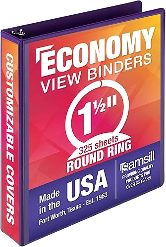 Vista 129 de Samsill (MP128587) - Carpeta de 3 anillos redondos de 3 pulgadas, fabricada en los EE. UU., con cubierta transparente personalizable para insertos